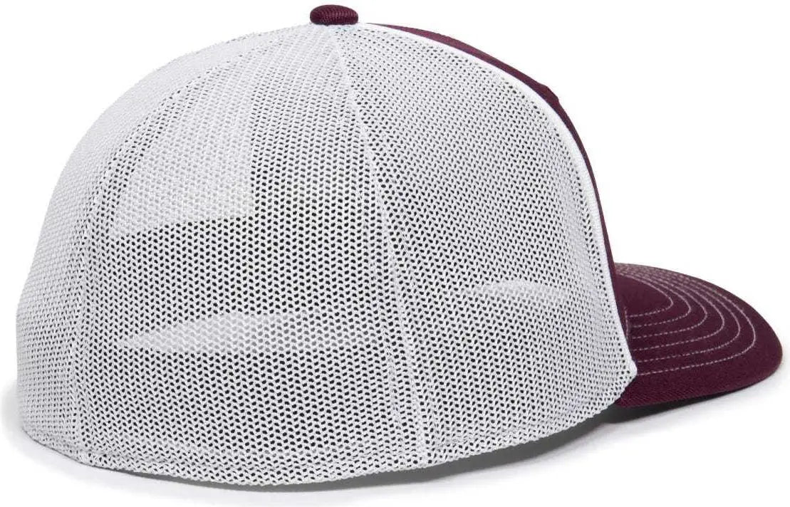 OC Sports OC12M Phenom Performance Twill Front Panel Cap -Maroon White