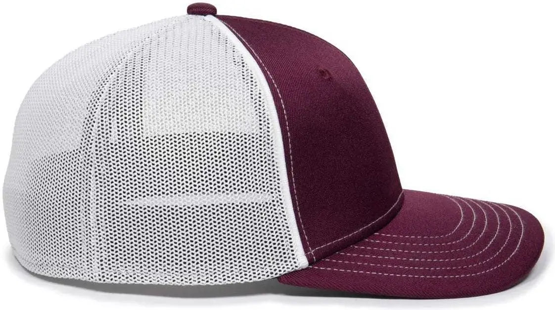 OC Sports OC12M Phenom Performance Twill Front Panel Cap -Maroon White