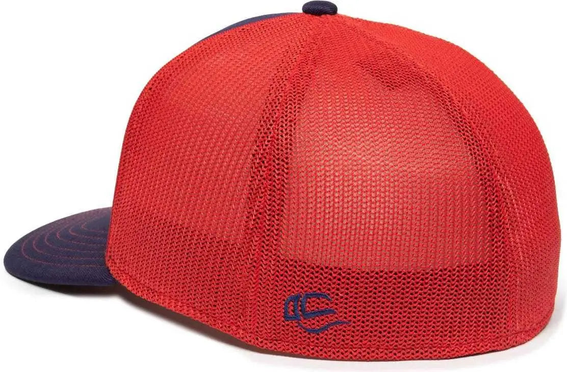 OC Sports OC12M Phenom Performance Twill Front Panel Cap -Navy Red