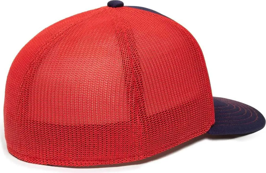 OC Sports OC12M Phenom Performance Twill Front Panel Cap -Navy Red