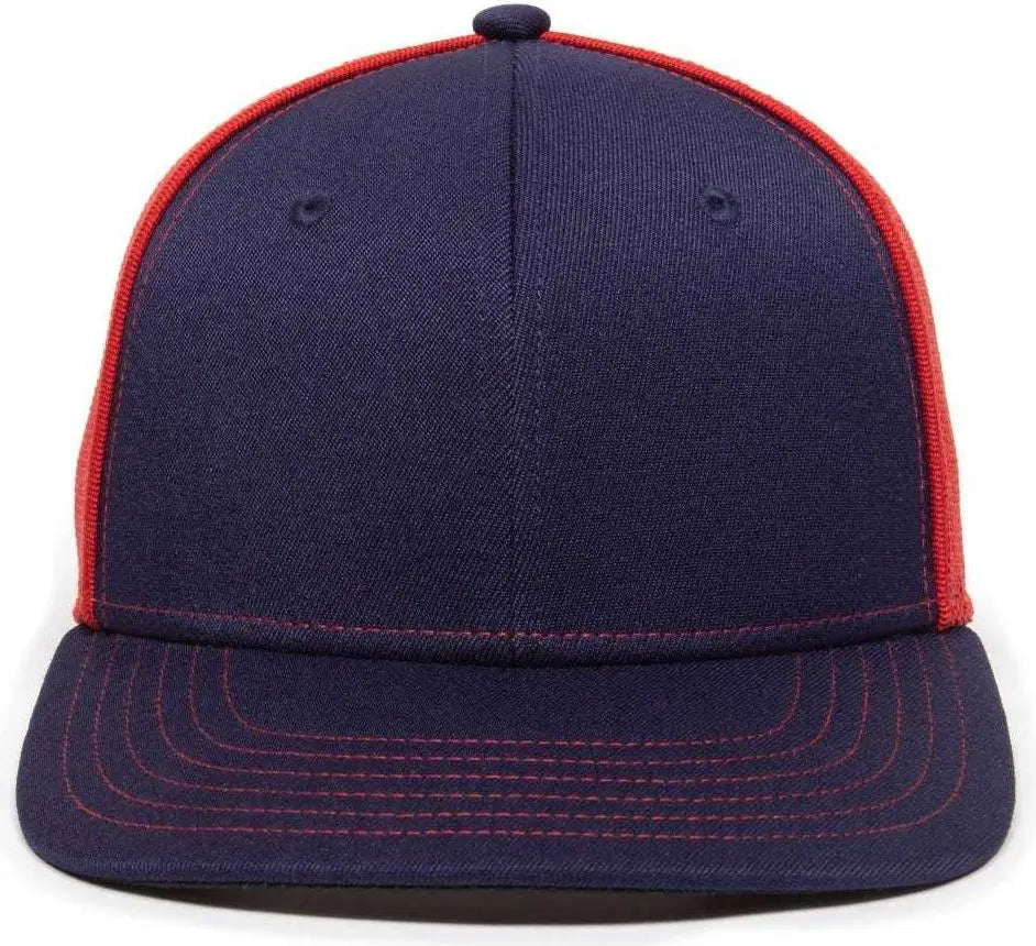 OC Sports OC12M Phenom Performance Twill Front Panel Cap -Navy Red