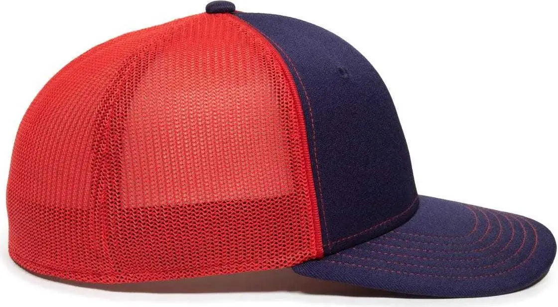 OC Sports OC12M Phenom Performance Twill Front Panel Cap -Navy Red
