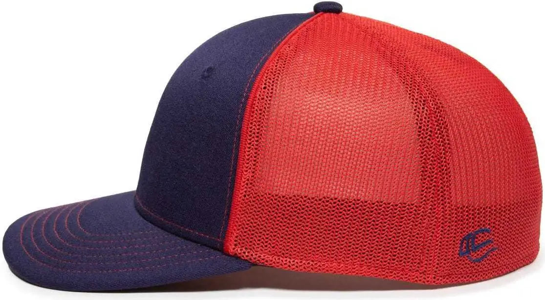 OC Sports OC12M Phenom Performance Twill Front Panel Cap -Navy Red