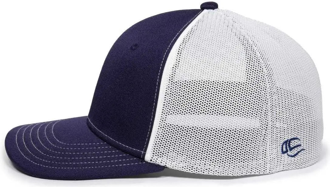OC Sports OC12M Phenom Performance Twill Front Panel Cap -Navy White