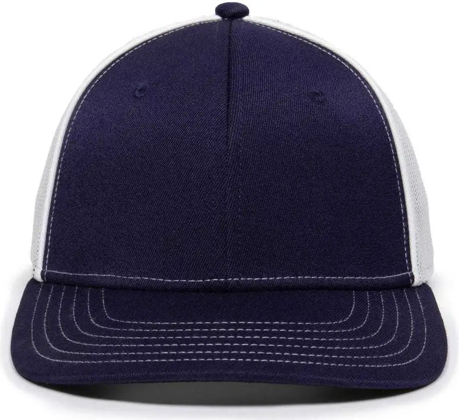 OC Sports OC12M Phenom Performance Twill Front Panel Cap -Navy White