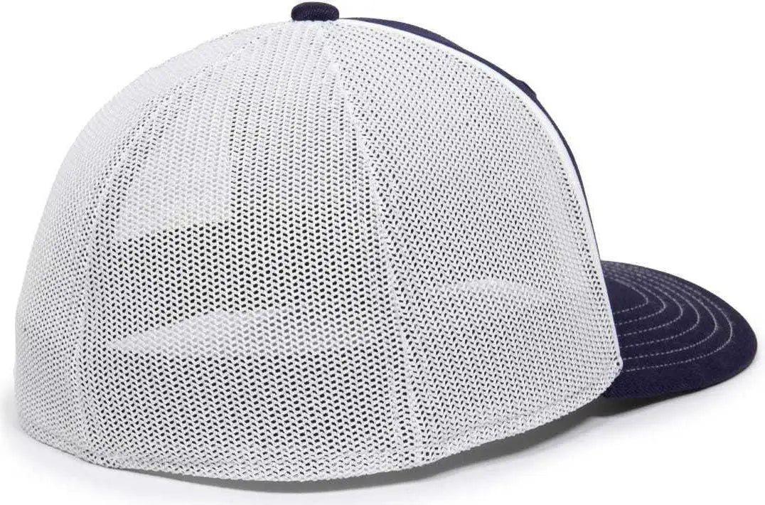 OC Sports OC12M Phenom Performance Twill Front Panel Cap -Navy White