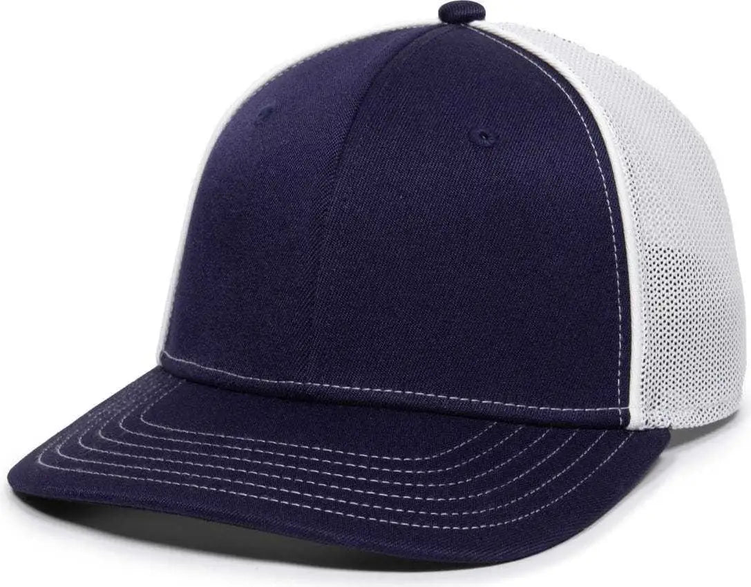 OC Sports OC12M Phenom Performance Twill Front Panel Cap -Navy White