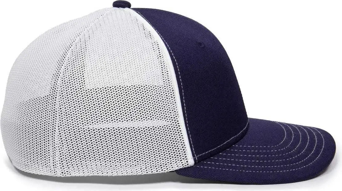 OC Sports OC12M Phenom Performance Twill Front Panel Cap -Navy White