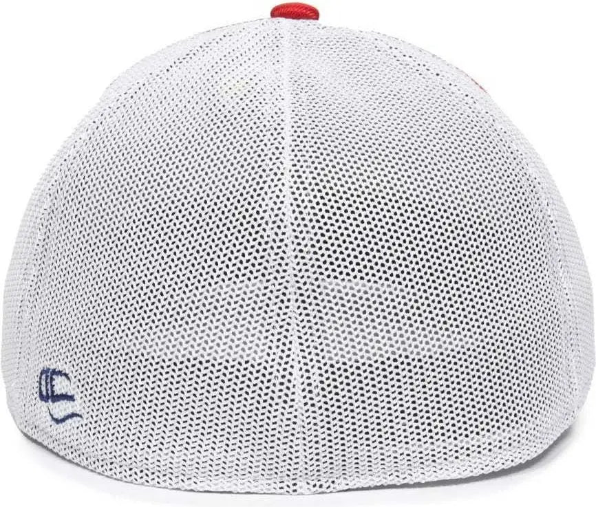 OC Sports OC12M Phenom Performance Twill Front Panel Cap -Navy White Red
