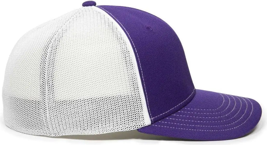 OC Sports OC12M Phenom Performance Twill Front Panel Cap -Purple White