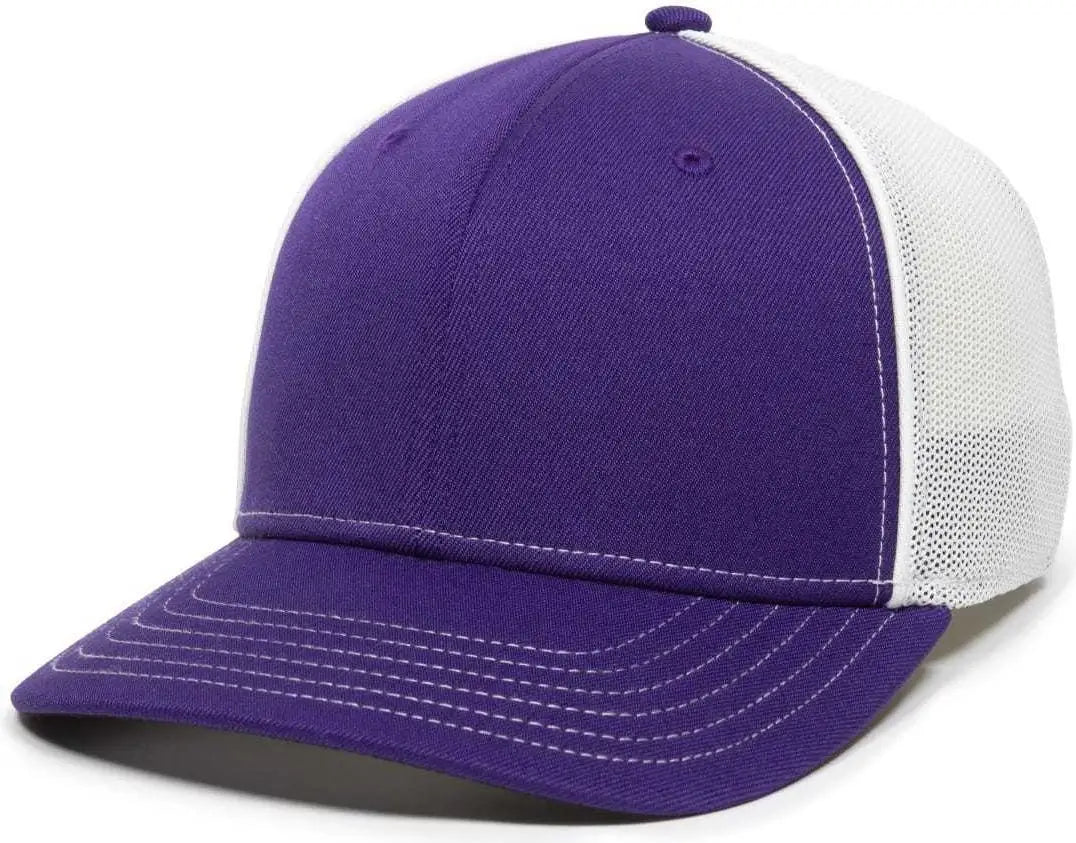 OC Sports OC12M Phenom Performance Twill Front Panel Cap -Purple White