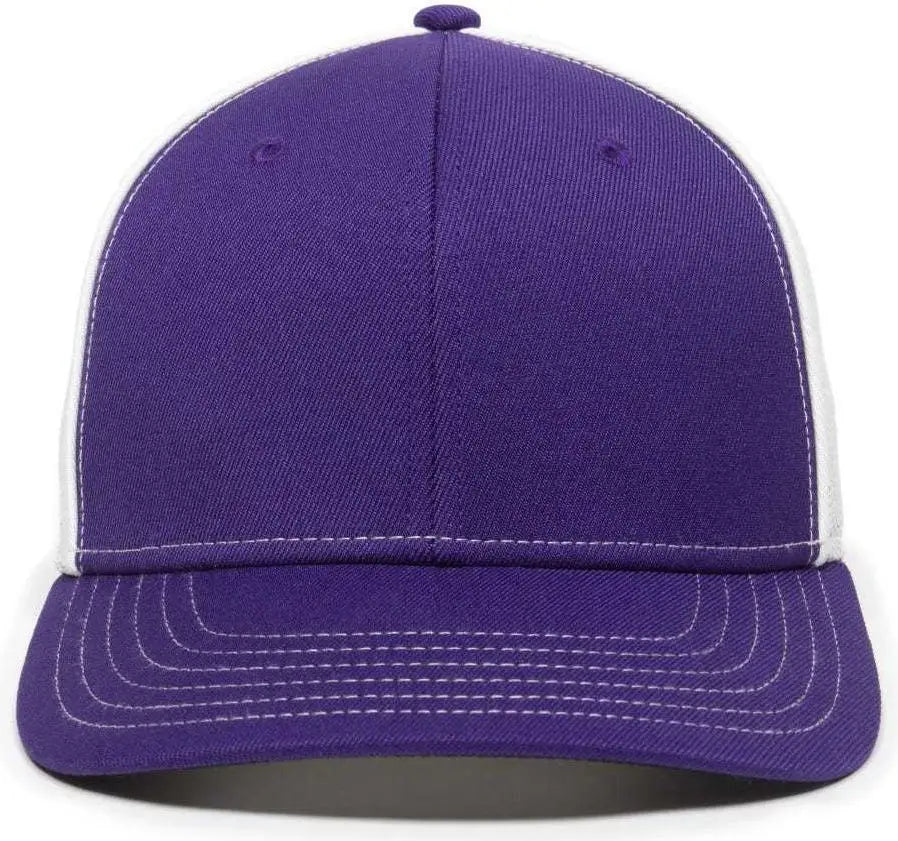 OC Sports OC12M Phenom Performance Twill Front Panel Cap -Purple White