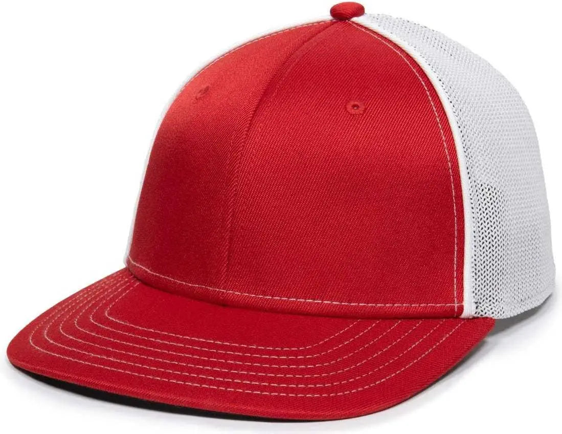OC Sports OC12M Phenom Performance Twill Front Panel Cap -Red White