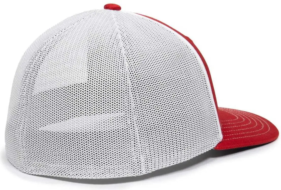 OC Sports OC12M Phenom Performance Twill Front Panel Cap -Red White