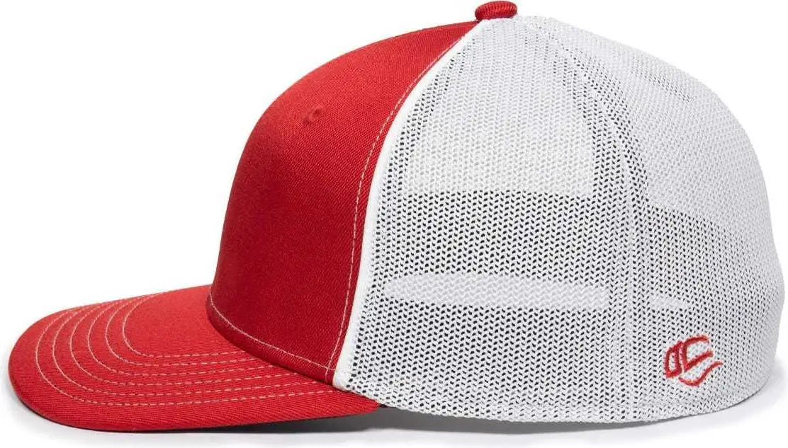 OC Sports OC12M Phenom Performance Twill Front Panel Cap -Red White
