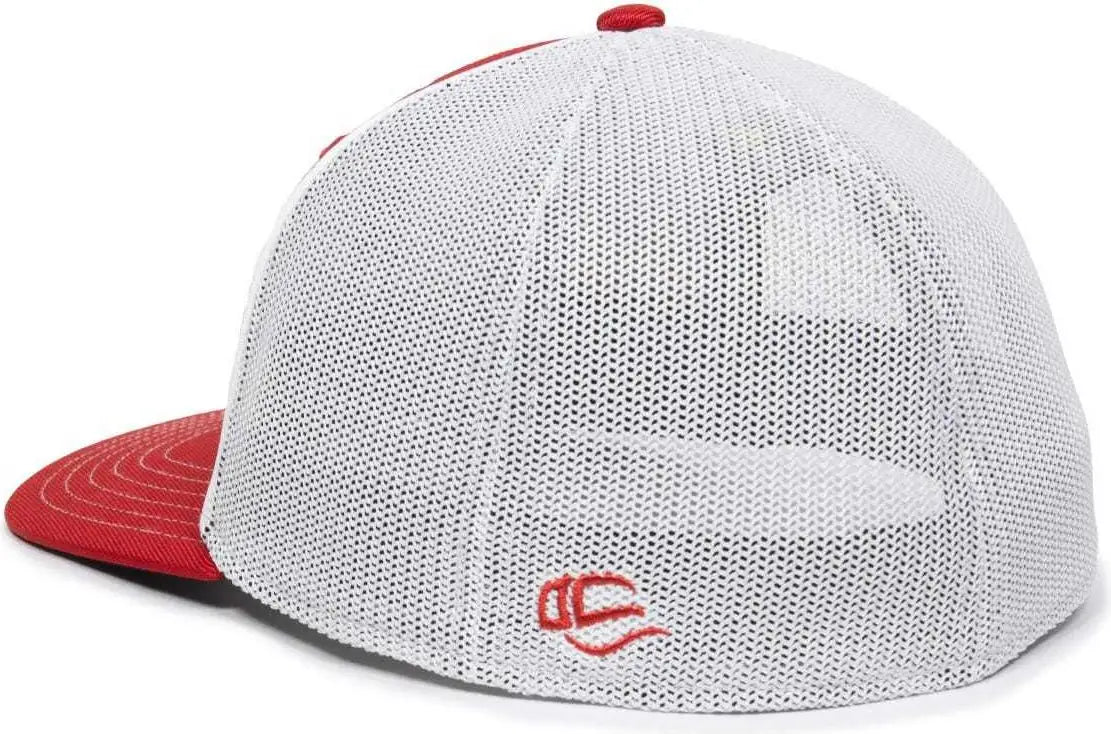 OC Sports OC12M Phenom Performance Twill Front Panel Cap -Red White