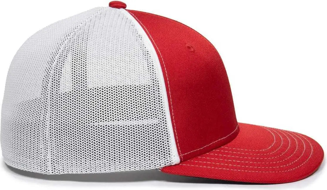 OC Sports OC12M Phenom Performance Twill Front Panel Cap -Red White