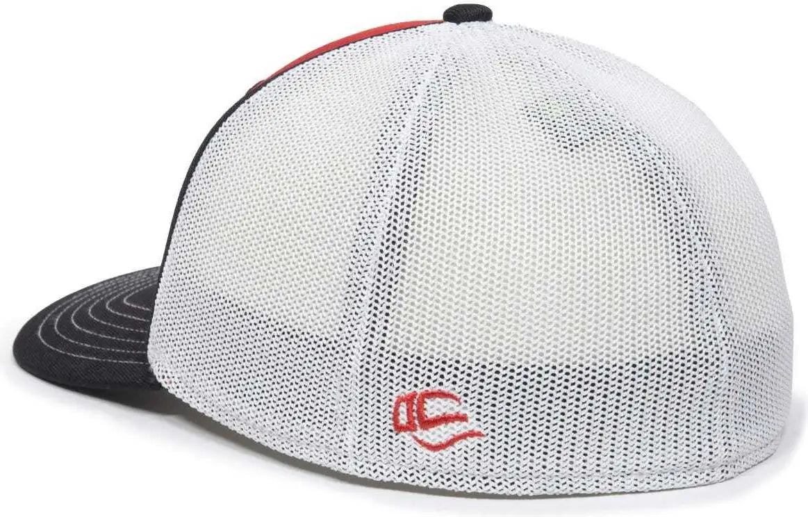 OC Sports OC12M Phenom Performance Twill Front Panel Cap -Red White Black