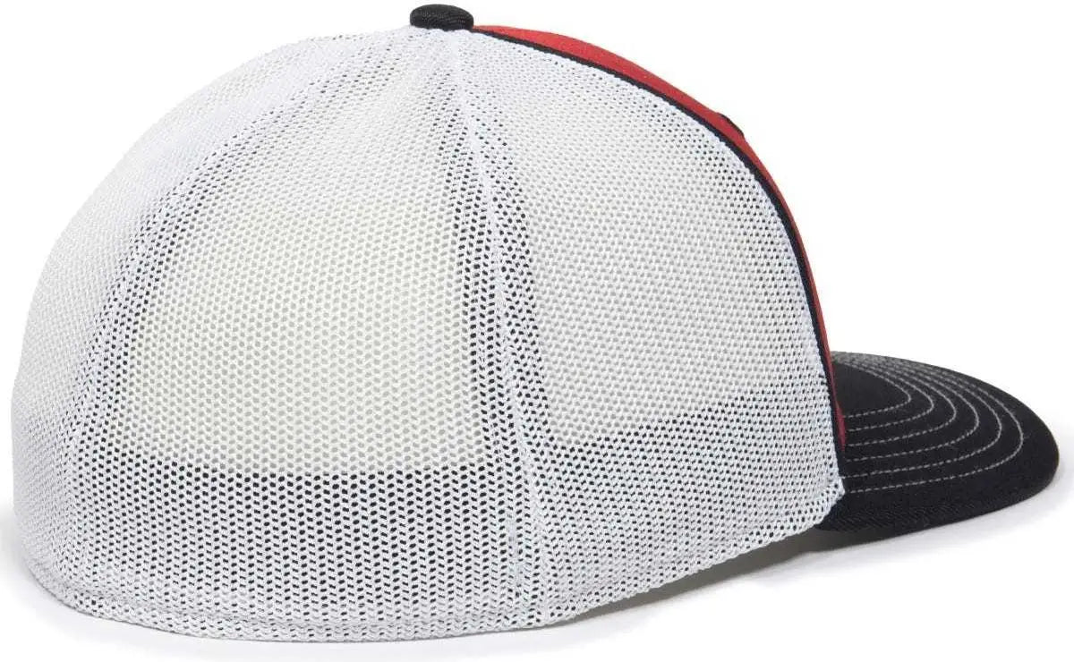 OC Sports OC12M Phenom Performance Twill Front Panel Cap -Red White Black