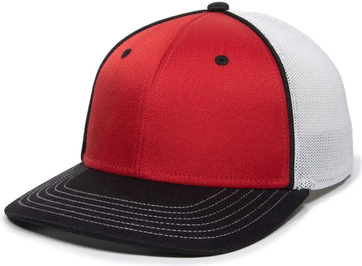 OC Sports OC12M Phenom Performance Twill Front Panel Cap -Red White Black