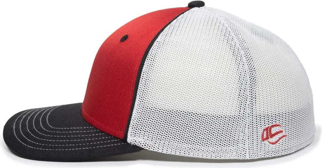 OC Sports OC12M Phenom Performance Twill Front Panel Cap -Red White Black