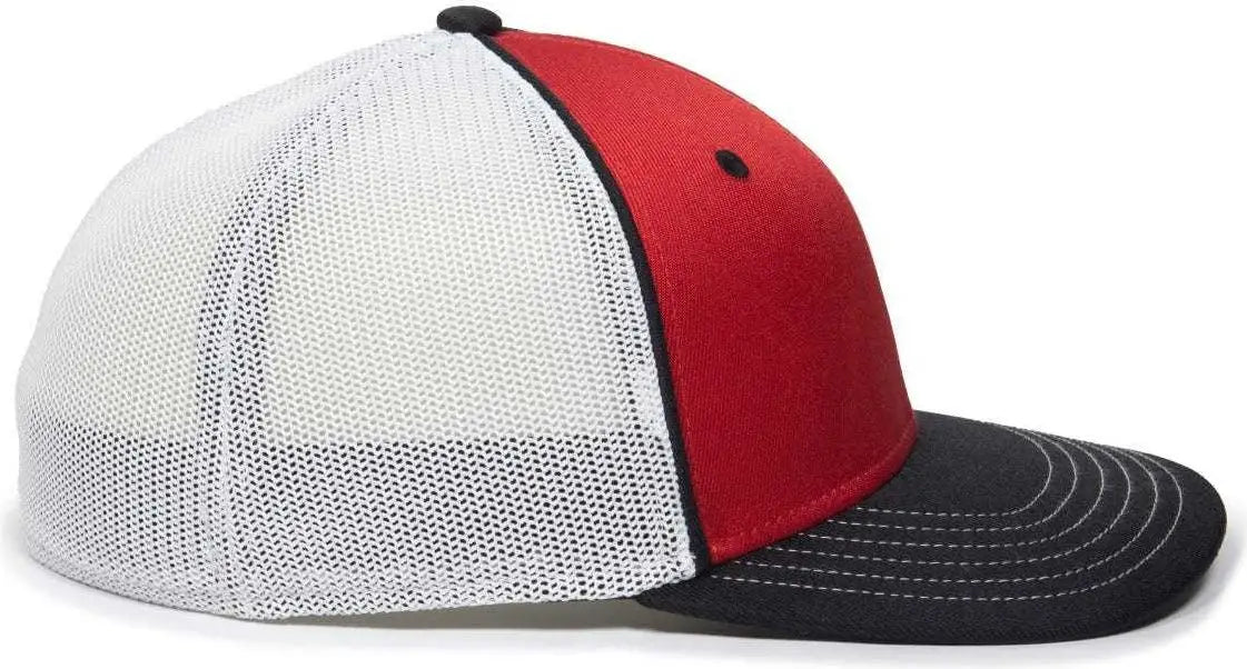 OC Sports OC12M Phenom Performance Twill Front Panel Cap -Red White Black