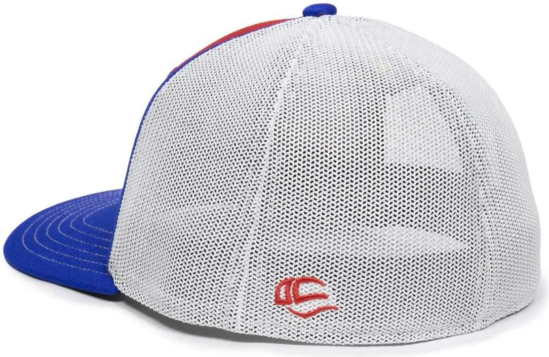 OC Sports OC12M Phenom Performance Twill Front Panel Cap -Red White Royal