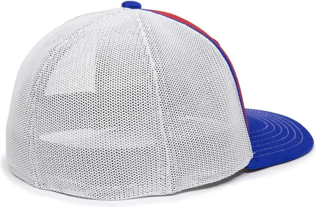 OC Sports OC12M Phenom Performance Twill Front Panel Cap -Red White Royal