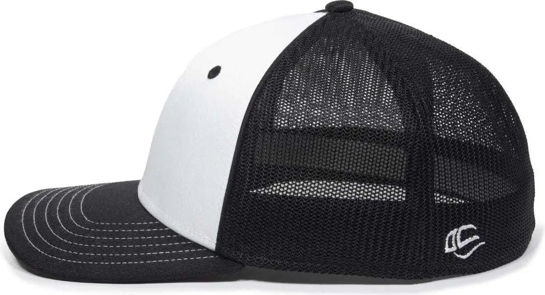 OC Sports OC12M Phenom Performance Twill Front Panel Cap -White Black Black