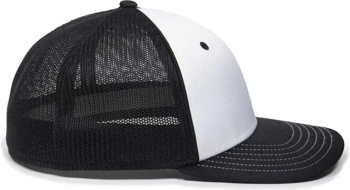 OC Sports OC12M Phenom Performance Twill Front Panel Cap -White Black Black