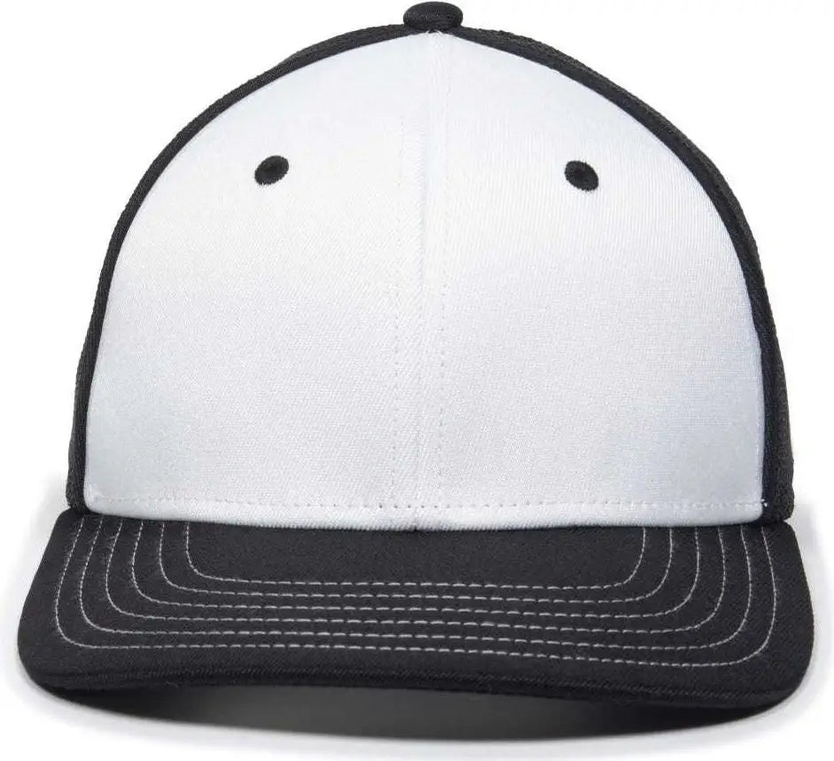 OC Sports OC12M Phenom Performance Twill Front Panel Cap -White Black Black