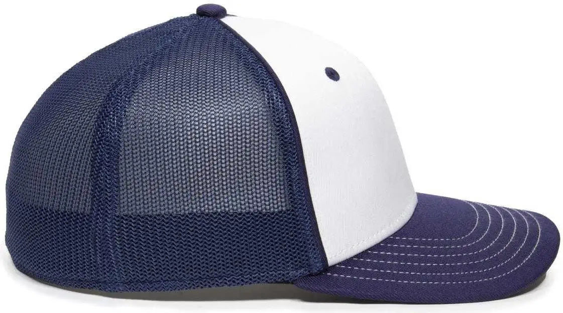 OC Sports OC12M Phenom Performance Twill Front Panel Cap -White Navy Navy