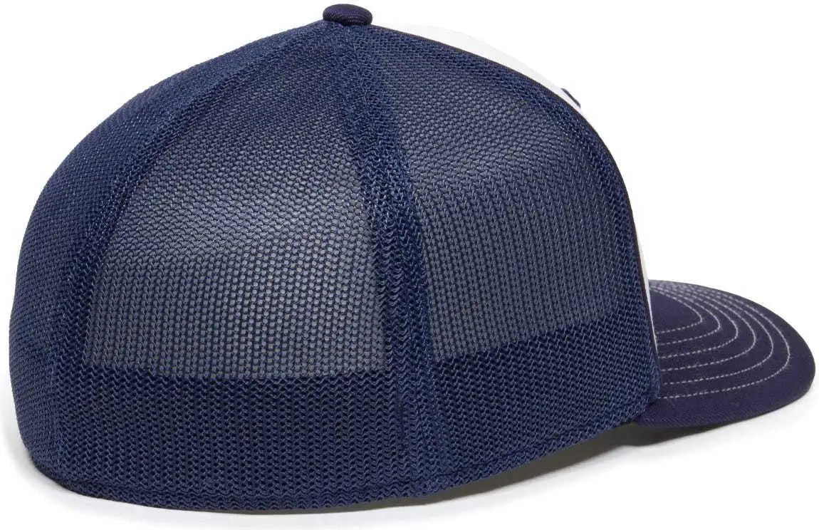 OC Sports OC12M Phenom Performance Twill Front Panel Cap -White Navy Navy