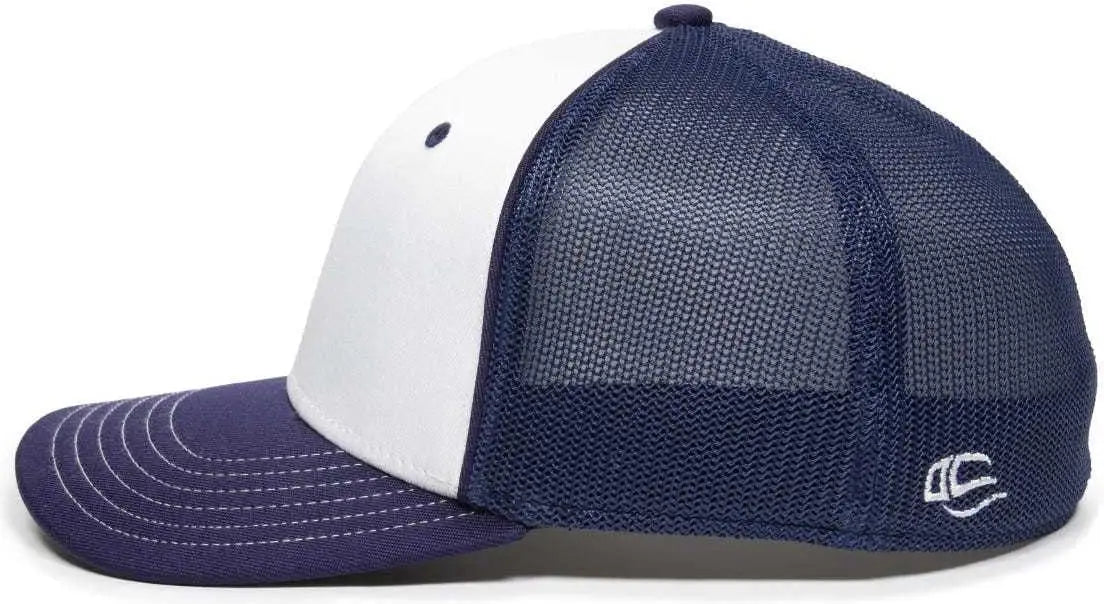 OC Sports OC12M Phenom Performance Twill Front Panel Cap -White Navy Navy