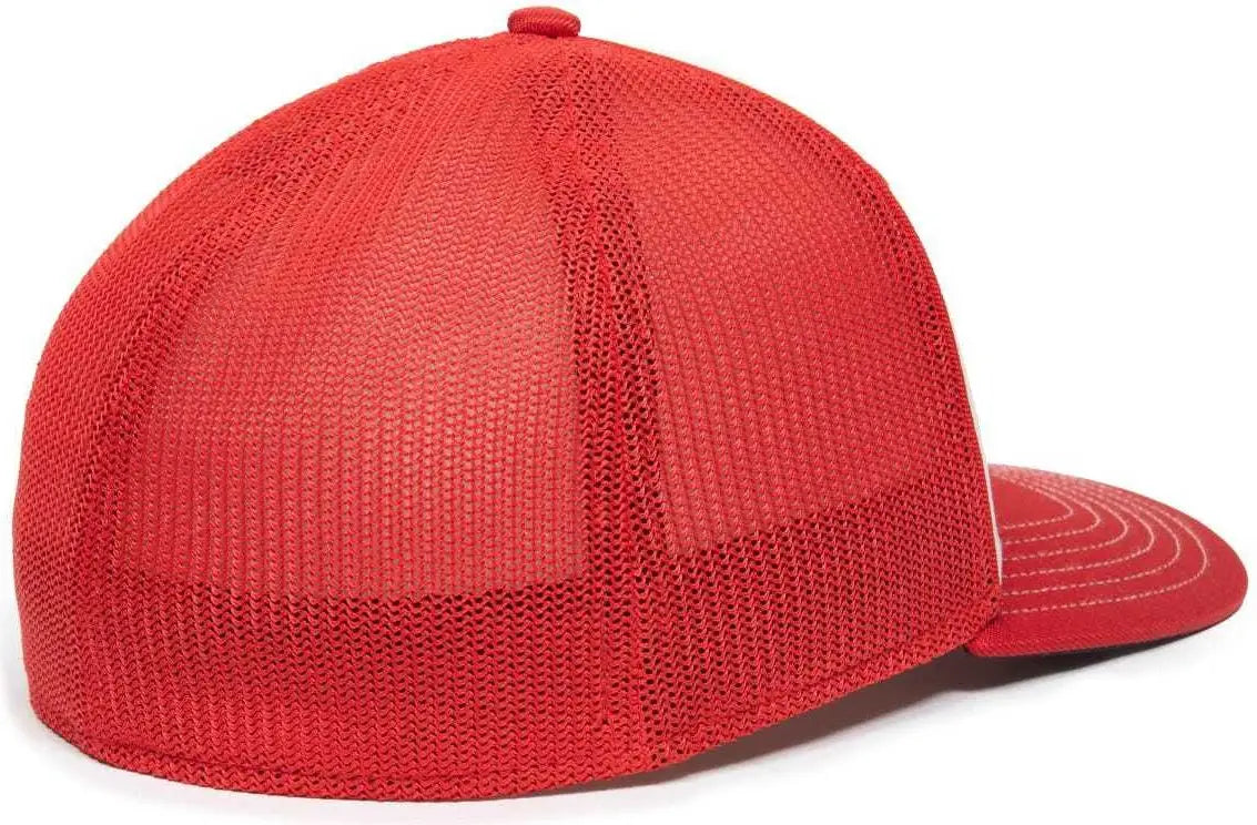OC Sports OC12M Phenom Performance Twill Front Panel Cap -White Red Red