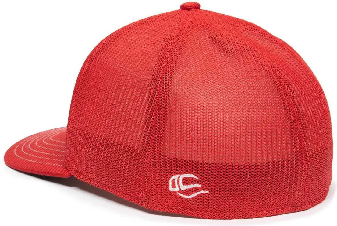 OC Sports OC12M Phenom Performance Twill Front Panel Cap -White Red Red