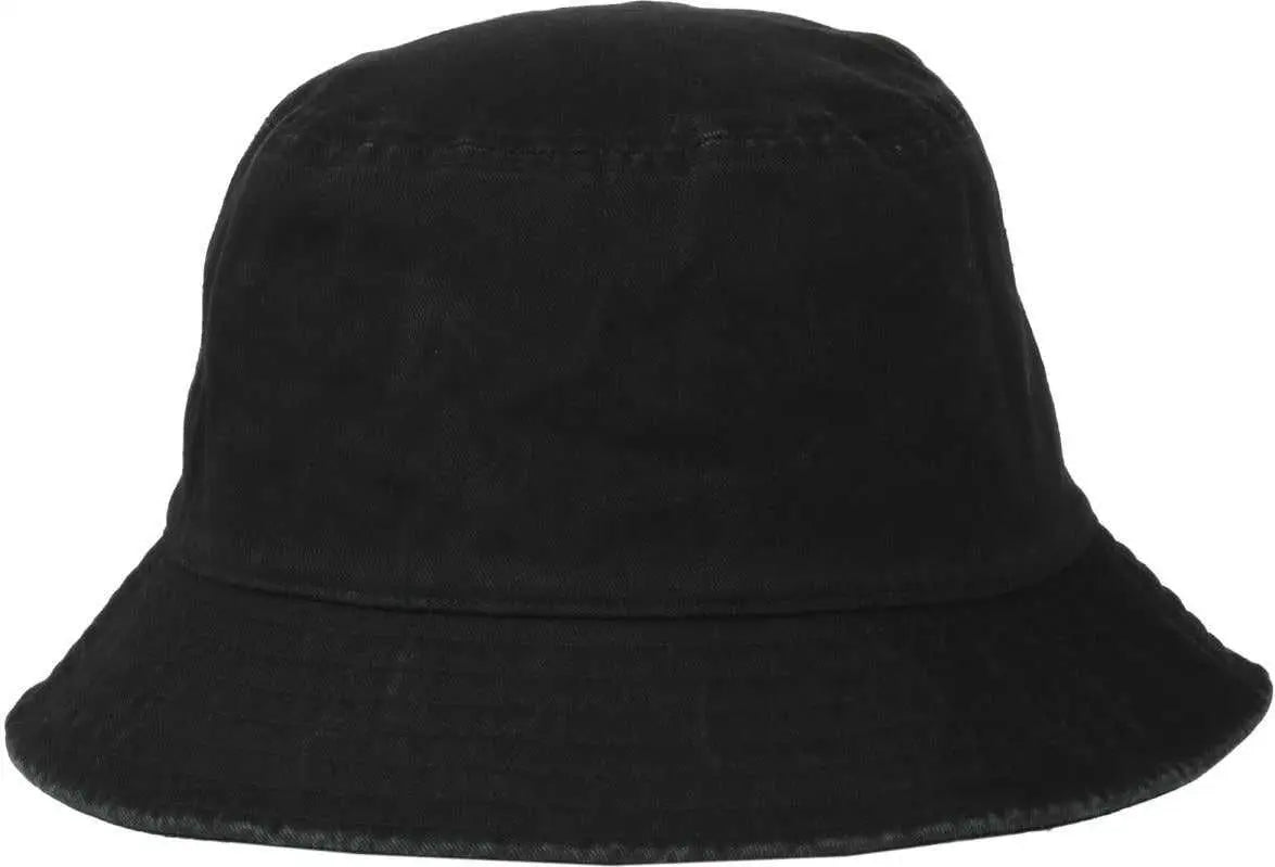 OC Sports OC200 Medium Washed Bucket Cotton Hat - Black - Black / OSFM