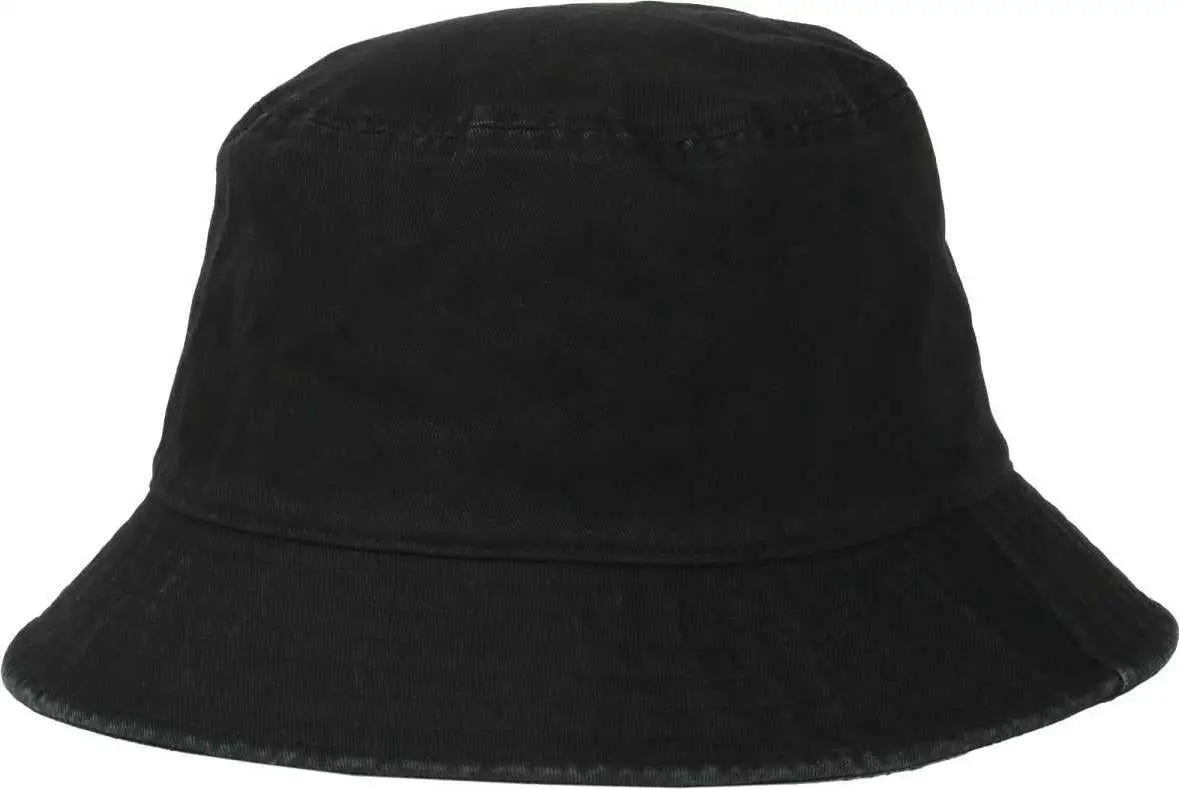 OC Sports OC200 Medium Washed Bucket Cotton Hat - Black - Black / OSFM