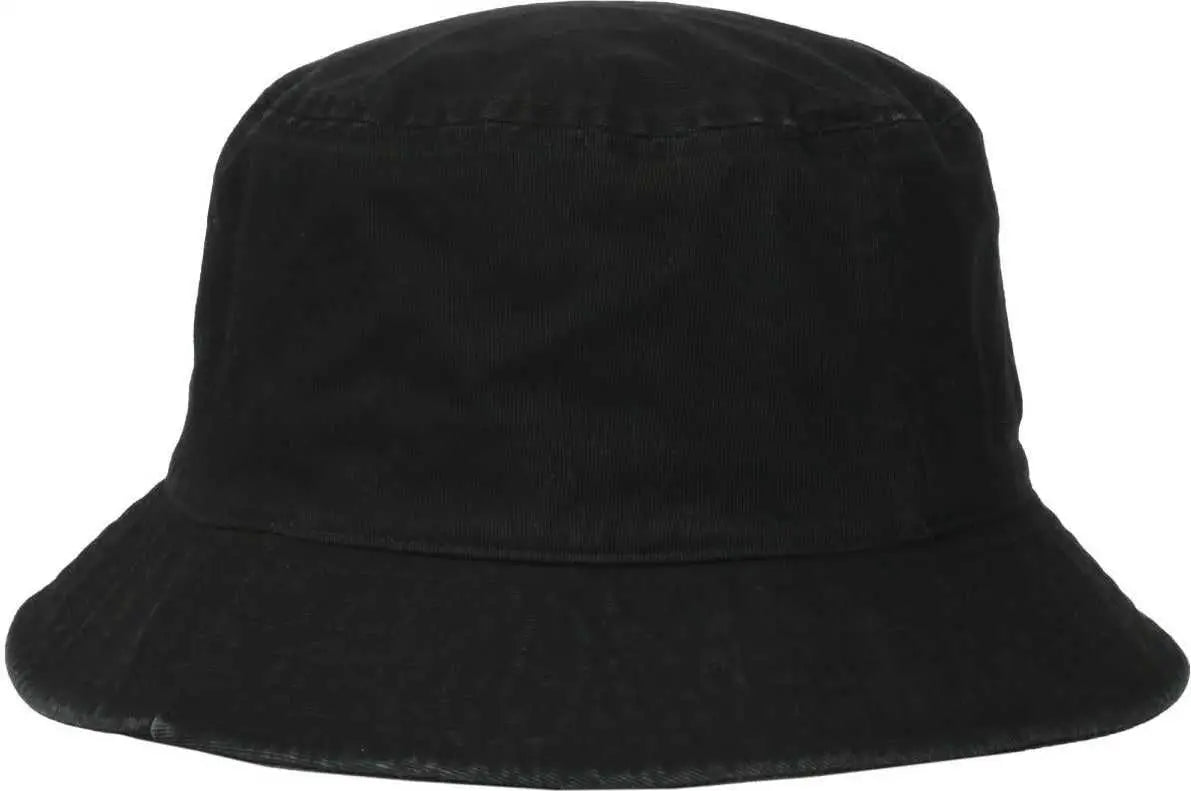 OC Sports OC200 Medium Washed Bucket Cotton Hat - Black - Black / OSFM