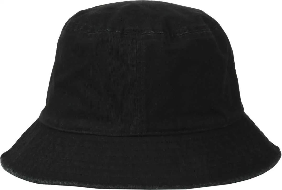 OC Sports OC200 Medium Washed Bucket Cotton Hat - Black - Black / OSFM