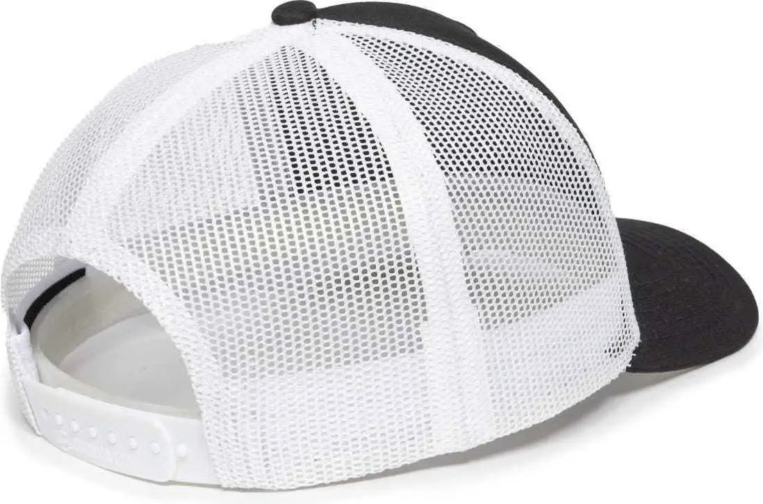 OC Sports OC502M Laser Perforated Font Panel Cap - Black White White - Black White / 6 7/8’’ - 7 1/2’’