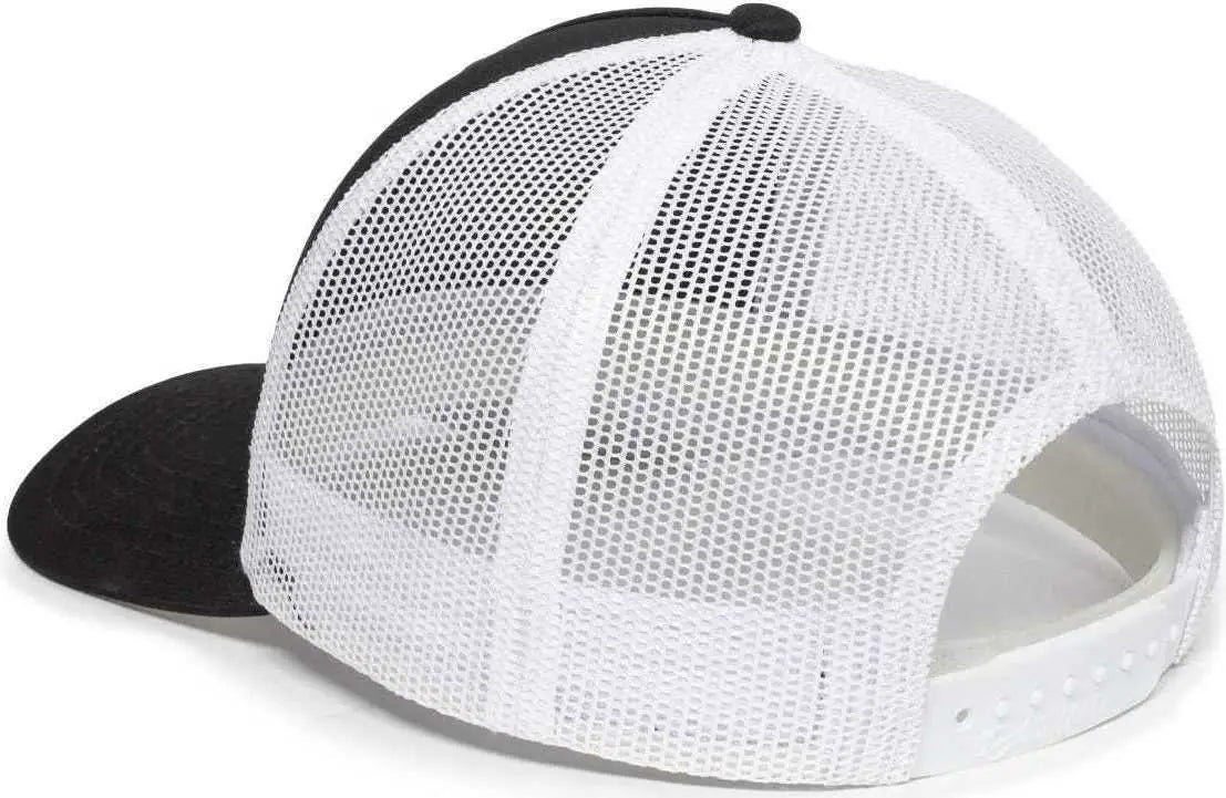 OC Sports OC502M Laser Perforated Font Panel Cap - Black White White - Black White / 6 7/8’’ - 7 1/2’’