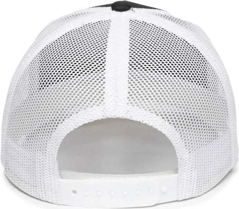 OC Sports OC502M Laser Perforated Font Panel Cap - Black White White - Black White / 6 7/8’’ - 7 1/2’’