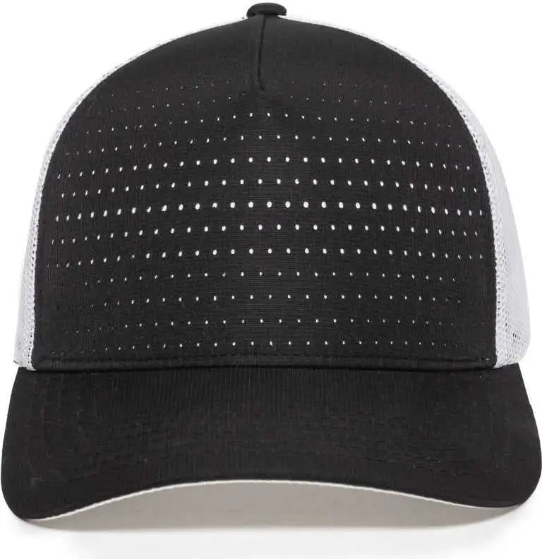 OC Sports OC502M Laser Perforated Font Panel Cap - Black White White - Black White / 6 7/8’’ - 7 1/2’’