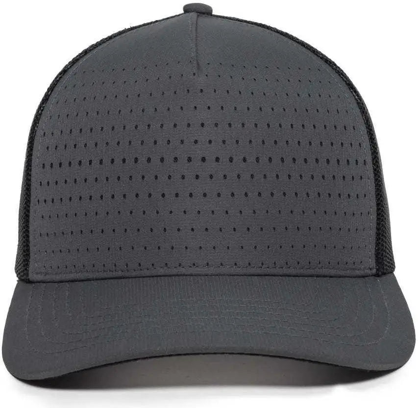 OC Sports OC502M Laser Perforated Font Panel Cap - Charcoal Black Black - Dark Gray Black / 6 7/8’’ - 7 1/2’’