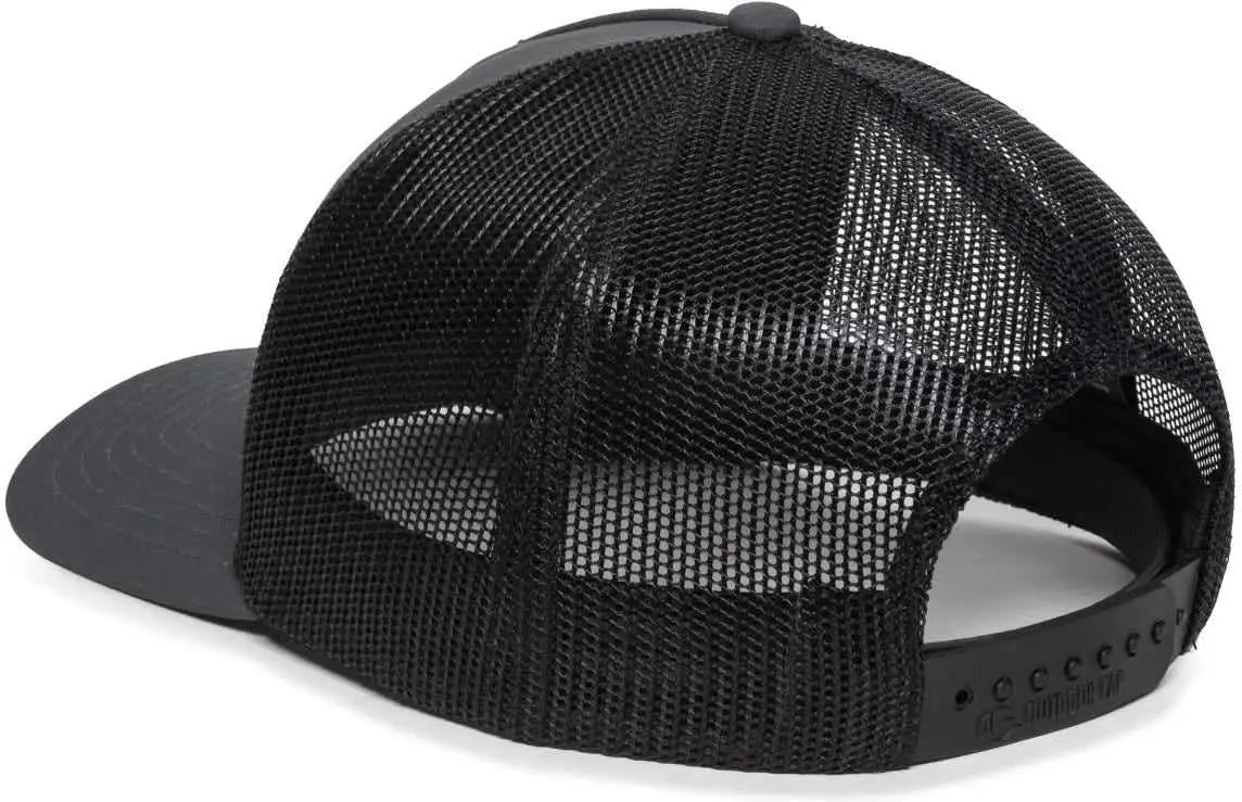 OC Sports OC502M Laser Perforated Font Panel Cap - Charcoal Black Black - Dark Gray Black / 6 7/8’’ - 7 1/2’’