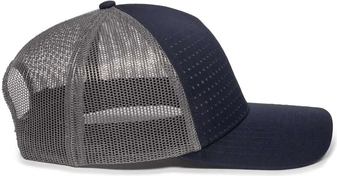 OC Sports OC502M Laser Perforated Font Panel Cap - Navy Charcoal Charcoal - Navy Dark Gray / 6 7/8’’ - 7 1/2’’