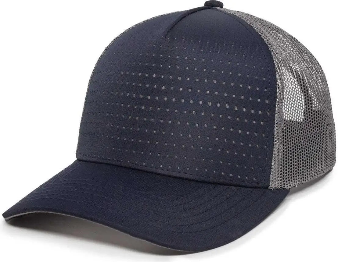 OC Sports OC502M Laser Perforated Font Panel Cap - Navy Charcoal Charcoal - Navy Dark Gray / 6 7/8’’ - 7 1/2’’