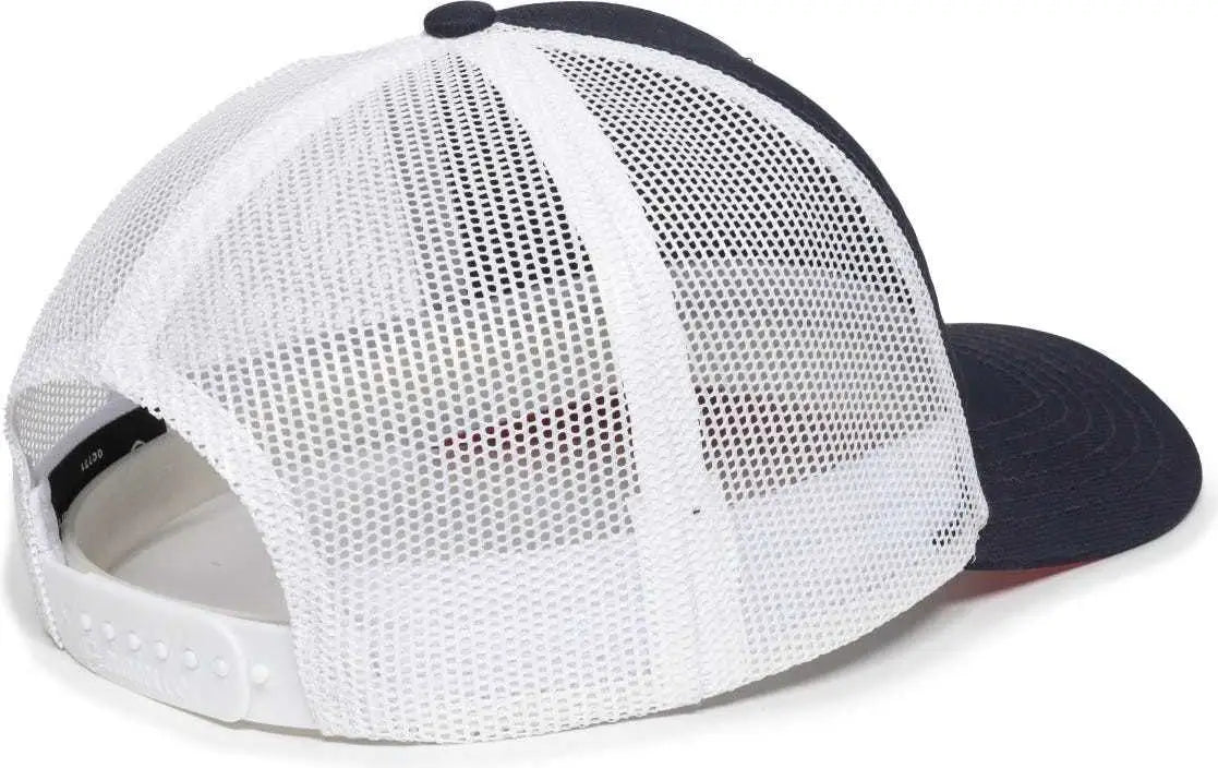 OC Sports OC502M Laser Perforated Font Panel Cap - Navy White Red - Navy Red / 6 7/8’’ - 7 1/2’’