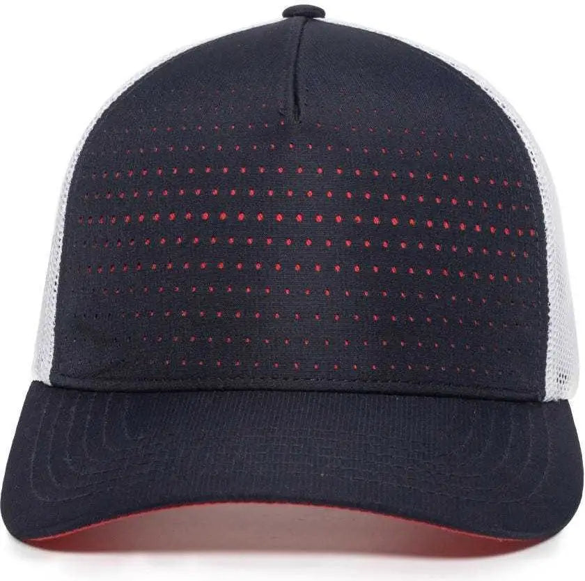 OC Sports OC502M Laser Perforated Font Panel Cap - Navy White Red - Navy Red / 6 7/8’’ - 7 1/2’’